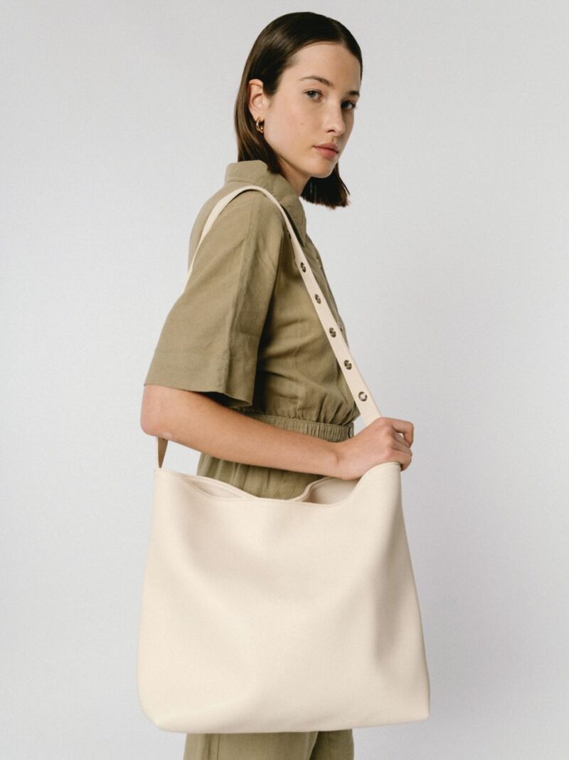 Margot Shopping Bag – Cream | Leather Twist