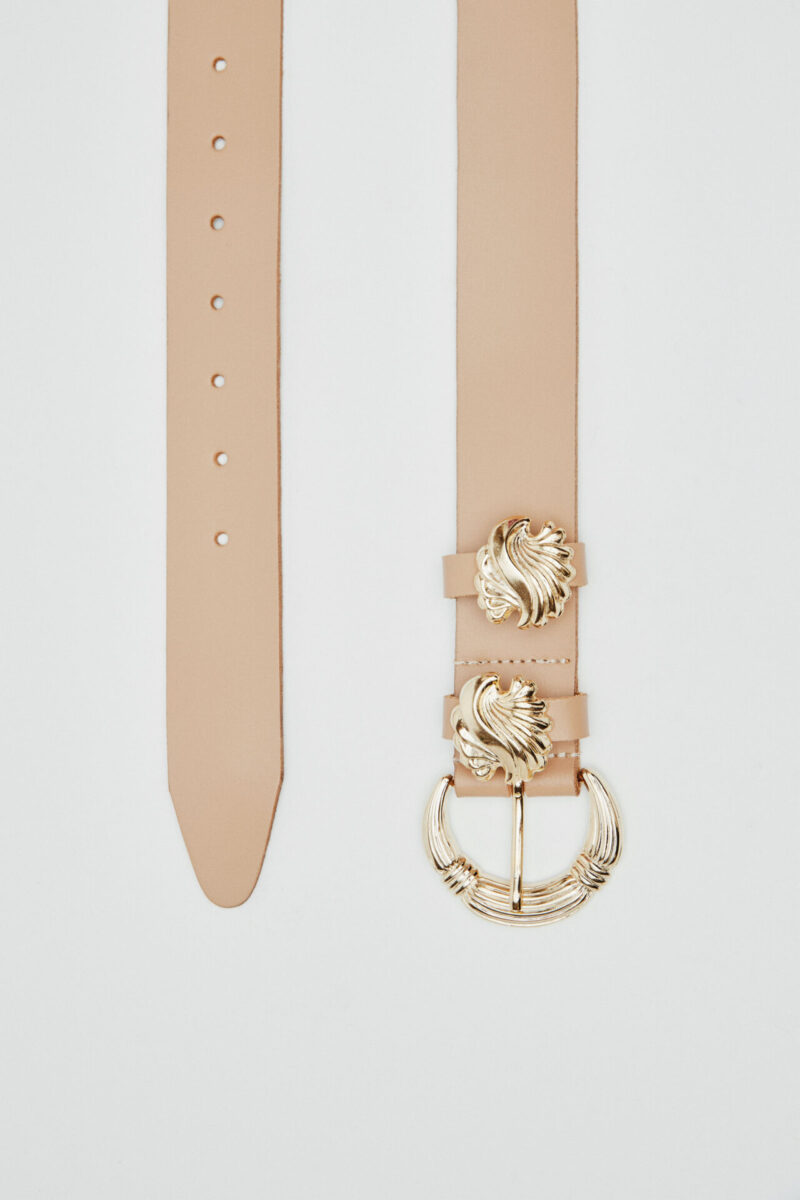Shell Leather Belt - Beige | Leather Twist - Image 2