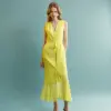 Amaya Button Sleeveless Dress Yellow | Ananke - Image 4