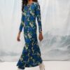 Keyhole Midi Dress Flowers Blue | We Are Design - Image 2