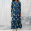 Keyhole Midi Dress Flowers Blue | We Are Design