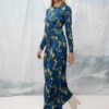 Ruched Jersey Dress Flowers Blue | We Are Design - Image 3