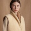 Jacket Sleeveless with Fur Double Face Beige | Marina V Paris - Image 3