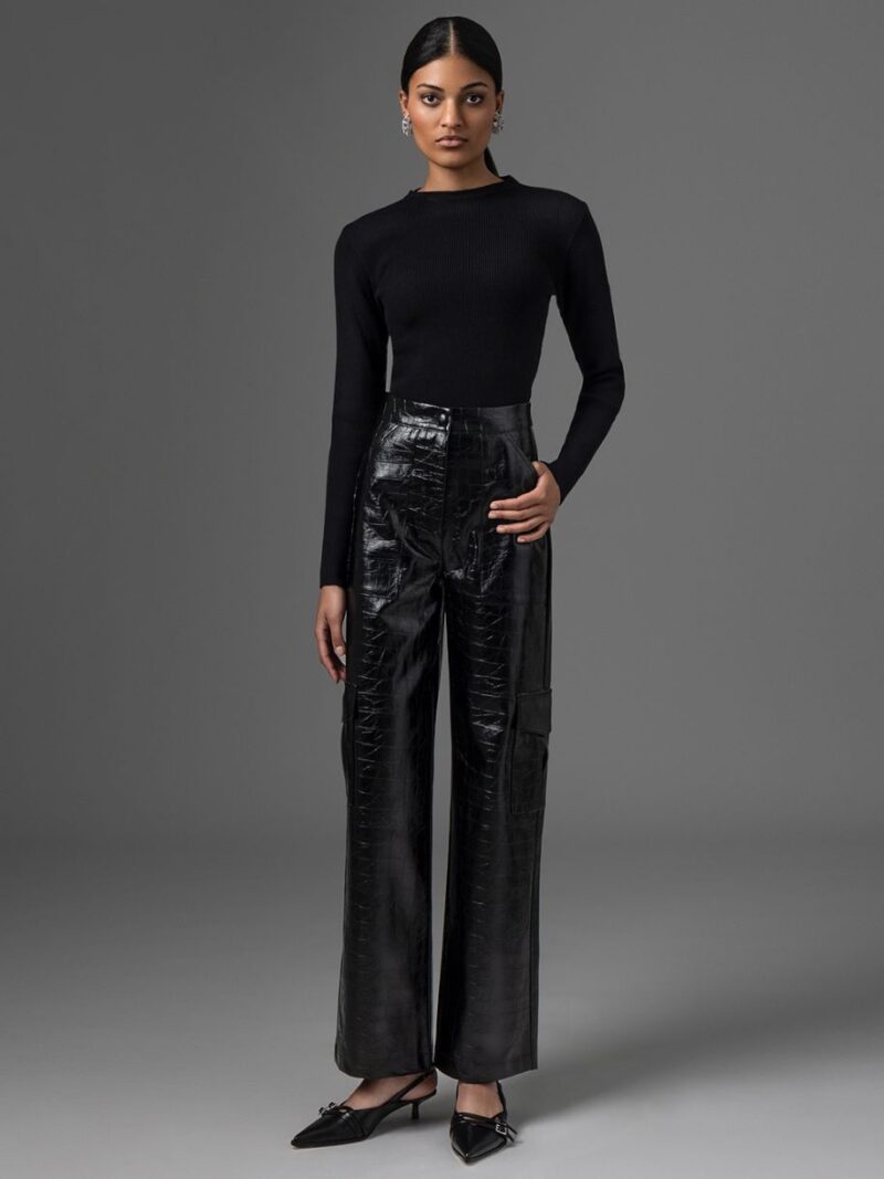 Rihana Croco Pants Black | Forever Young The Label