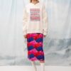 WRAP MIDI SKIRT MOUNTAINS RED WEV ARE DESIGN