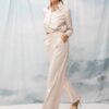 WIDE-LEG PLEATED PANTS IVORY STRIPES WE ARE DESIGN