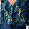 RUFFLED CHIFON BLOUSE FLOWERS BLUE WE ARE DESIGN