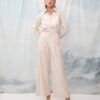 WIDE-LEG PLEATED PANTS IVORY STRIPES WE ARE DESIGN