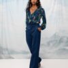 RUFFLED CHIFON BLOUSE FLOWERS BLUE WE ARE DESIGN