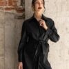 Oversized Faux Leather Jacket/Dress Black | Zografos