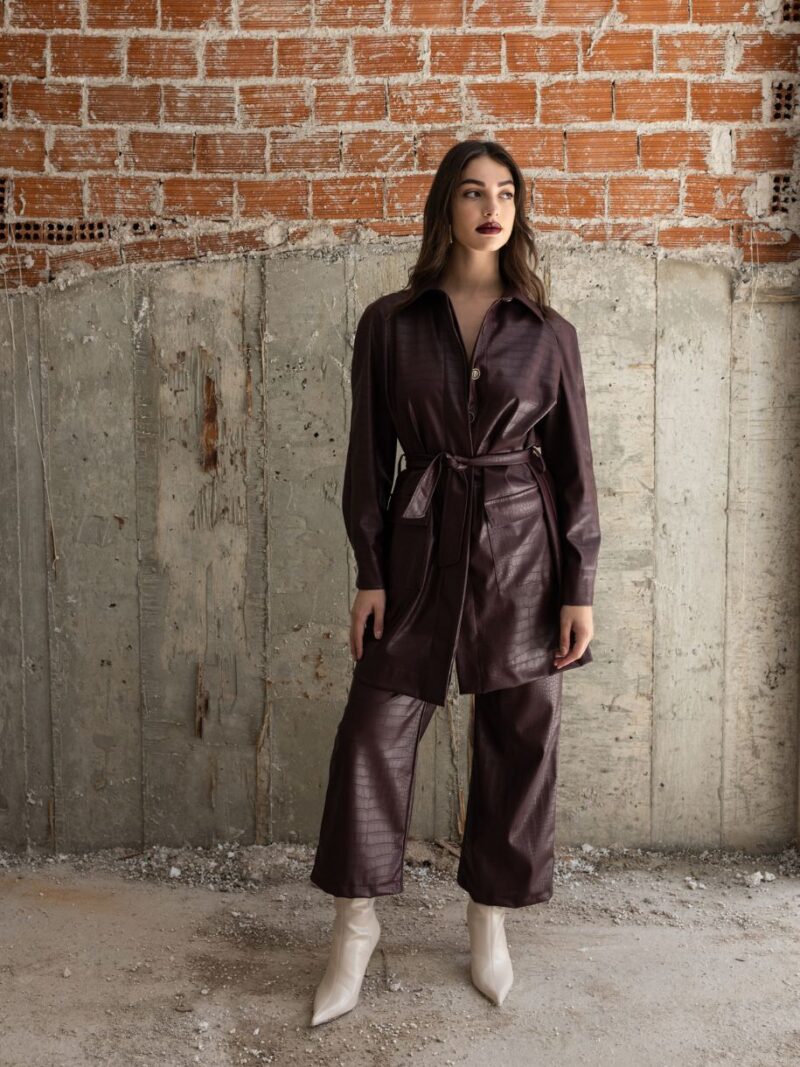 Oversized Faux Leather Jacket/Dress Bordeuax | Zografos