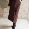 Eco Leather Skirt With Slit Bordeaux | Zografos