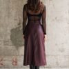 Eco Leather Skirt With Slit Bordeaux | Zografos - Image 2
