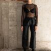 Faux Leather Crop Pants With Belt Black | Zografos
