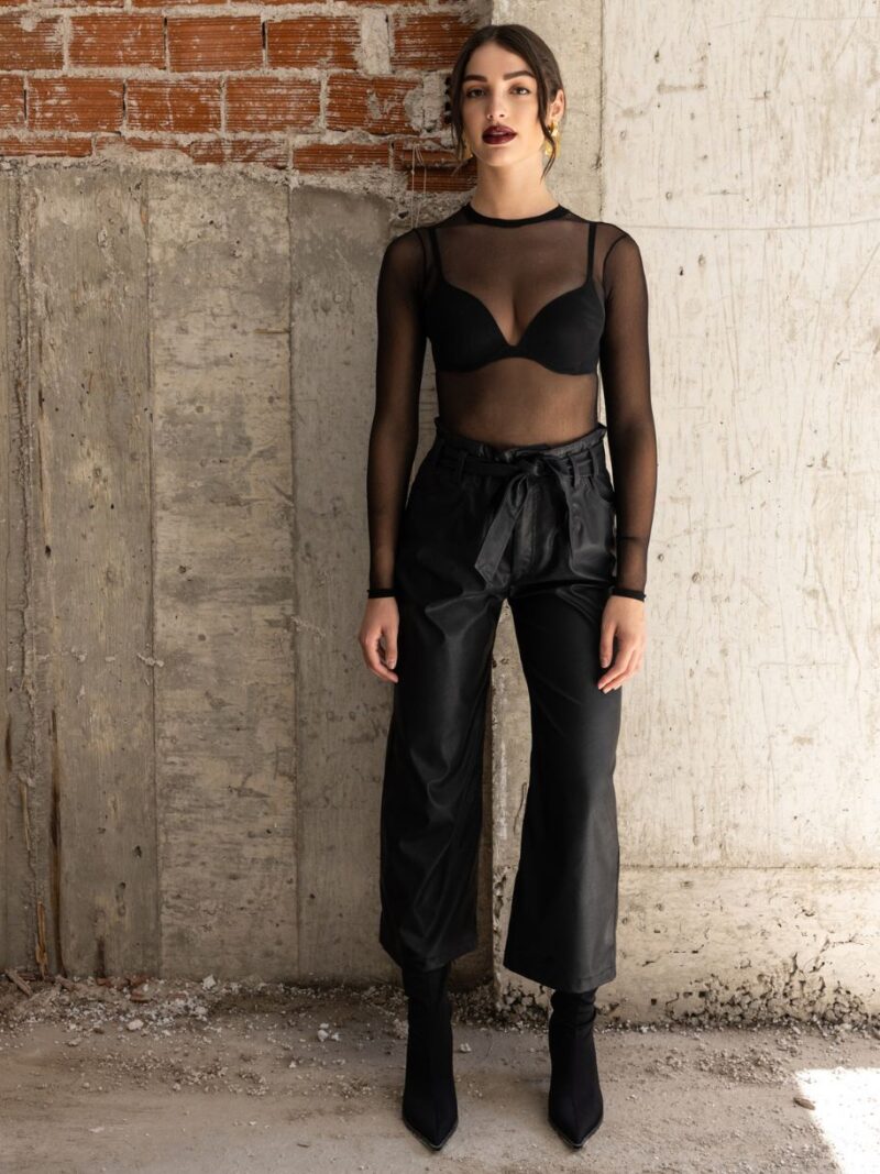 Faux Leather Crop Pants With Belt Black | Zografos