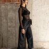 Eco Leather Crop Pants With Belt Black | Zografos - Image 3
