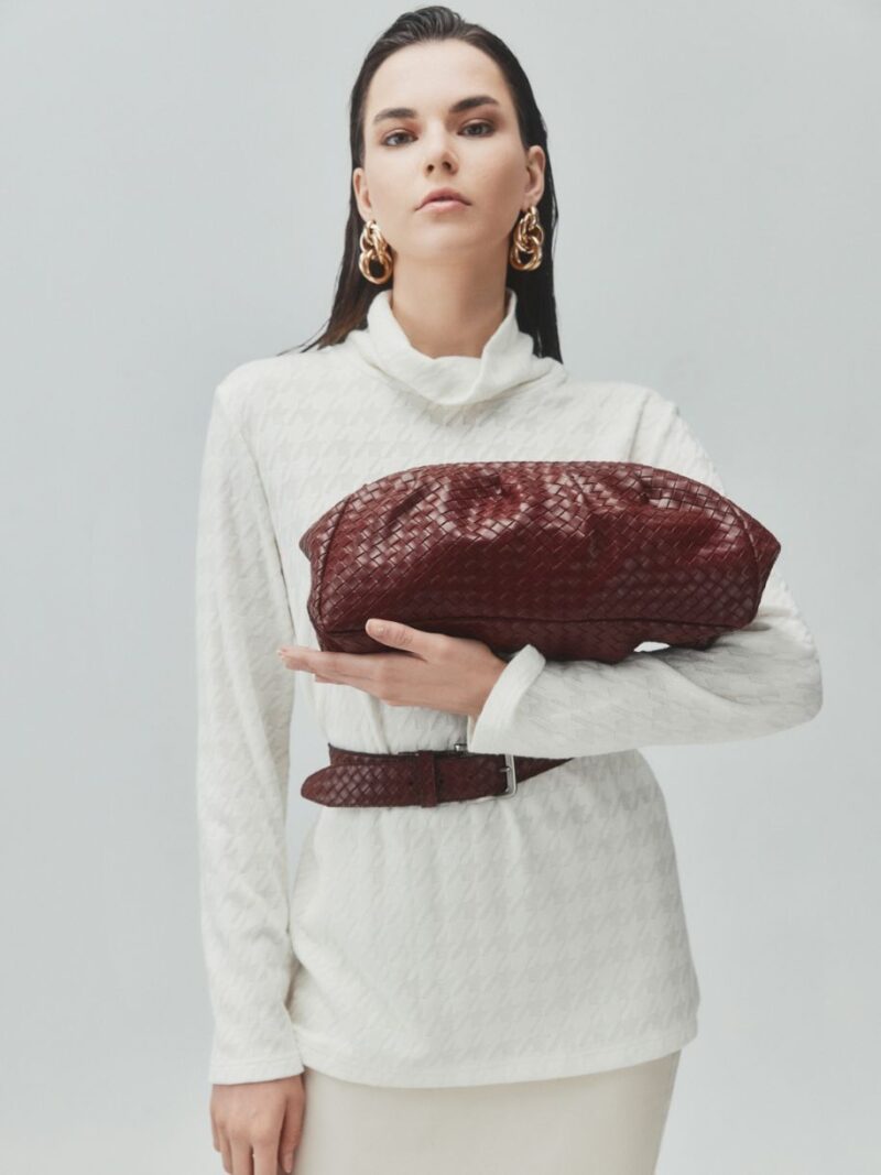 Dimi Textured burgundy Clutch Bag | Leather Twist