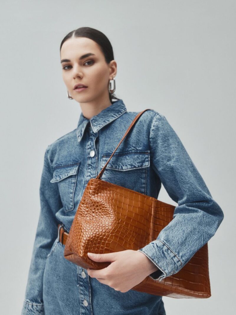 Leticia Croco Tabac Bag | Leather Twist