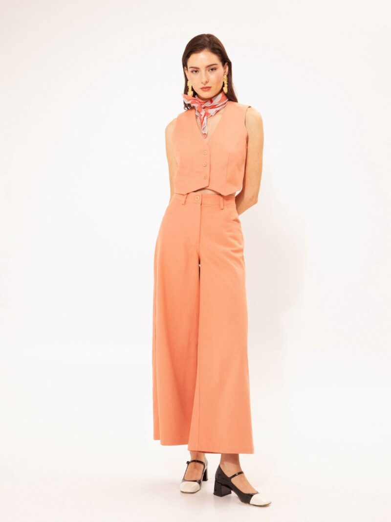 Wide Leg Denim Pants Peach | We Are Design