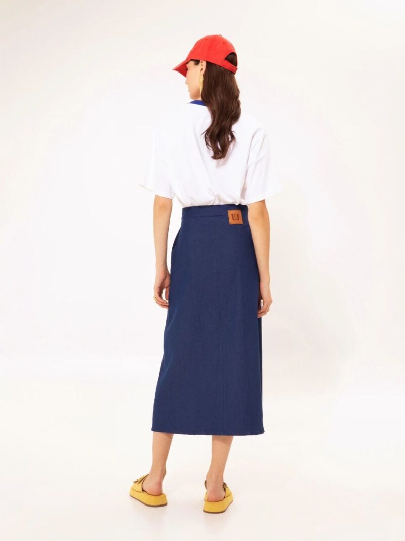 Straight-line Midi Skirt Denim Blue | We Are Design