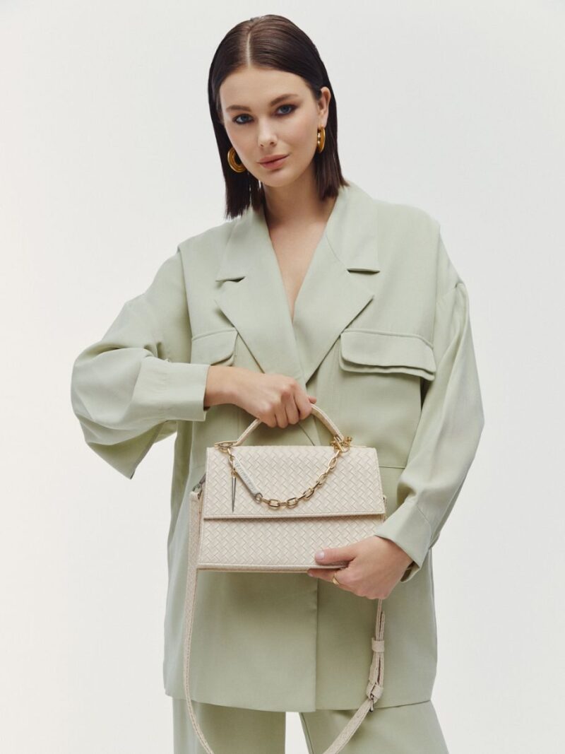 Jackie Crossbody Bag Ecru | Leather Twist