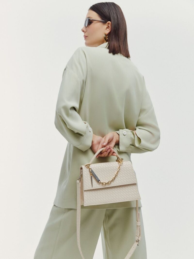 Jackie Crossbody Bag Ecru | Leather Twist - Image 3