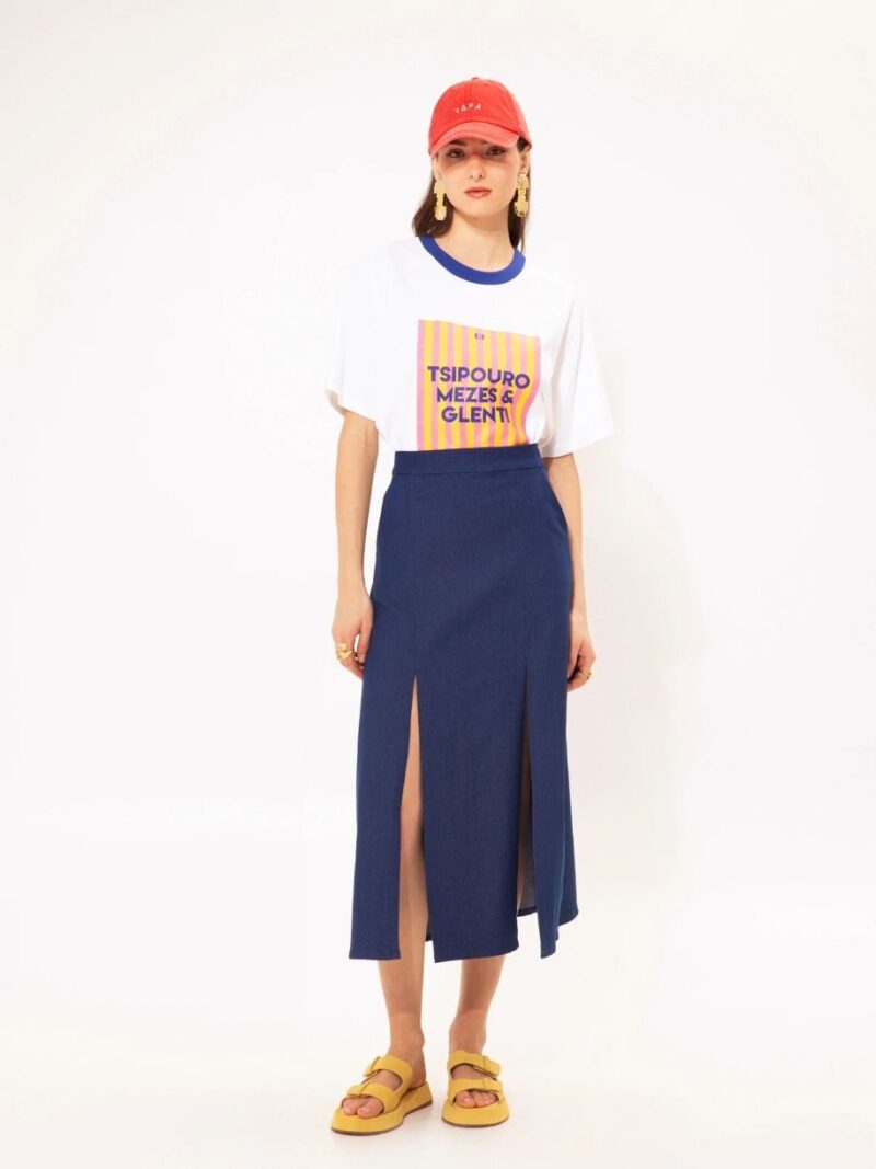 Straight-line Midi Skirt Denim Blue | We Are Design