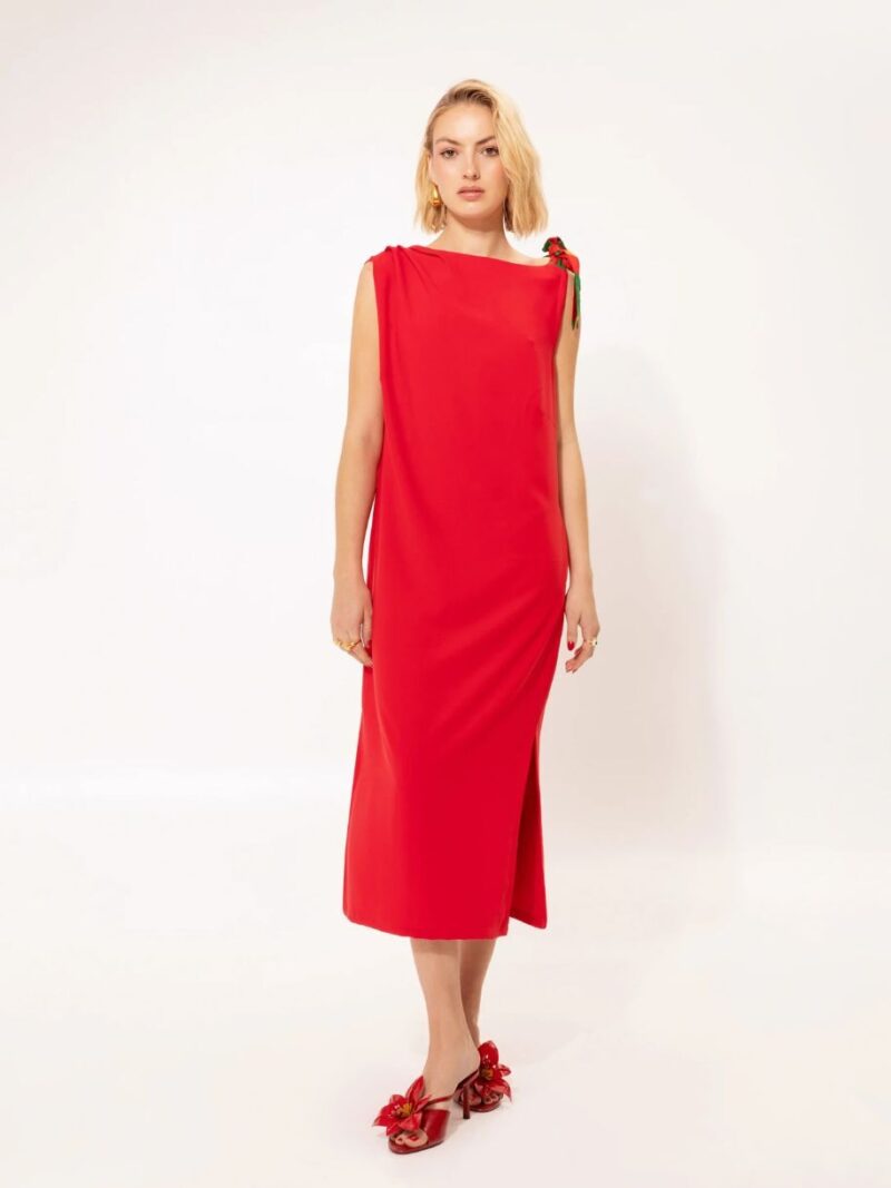 Sleeveless Midi Dress Red | We Are Design