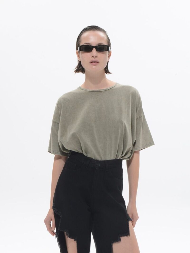Irida Oversized T-Shirt Khaki | Sac & Co Jeans