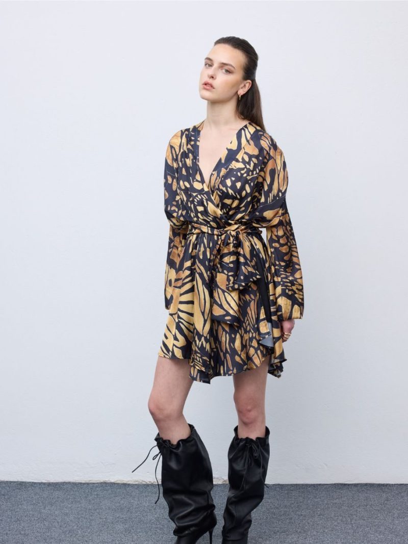 Butterfly Mosaic Wrap Mini Dress | Ciel Concept
