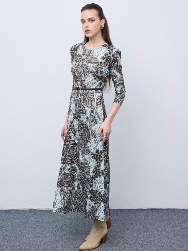 Mosaic Silver Anthesis Jersey Midi Dress | Ciel Concept