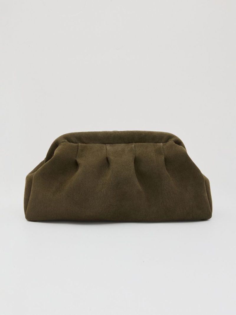 Dimi Suede Clutch Bag – Khaki | Leather Twist