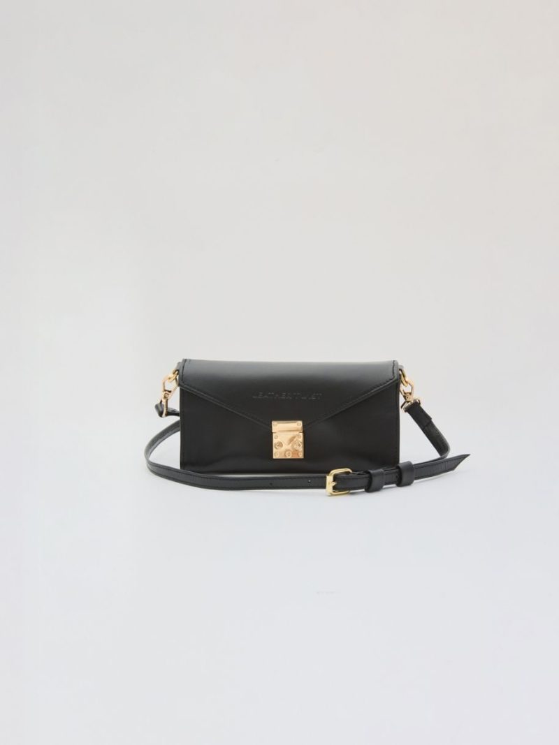 Lockette Leather Crossbody Bag – Black | Leather Twist