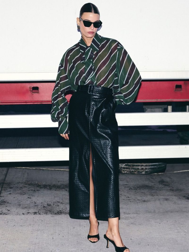 Leather Knots Midi Skirt | Ciel Concept