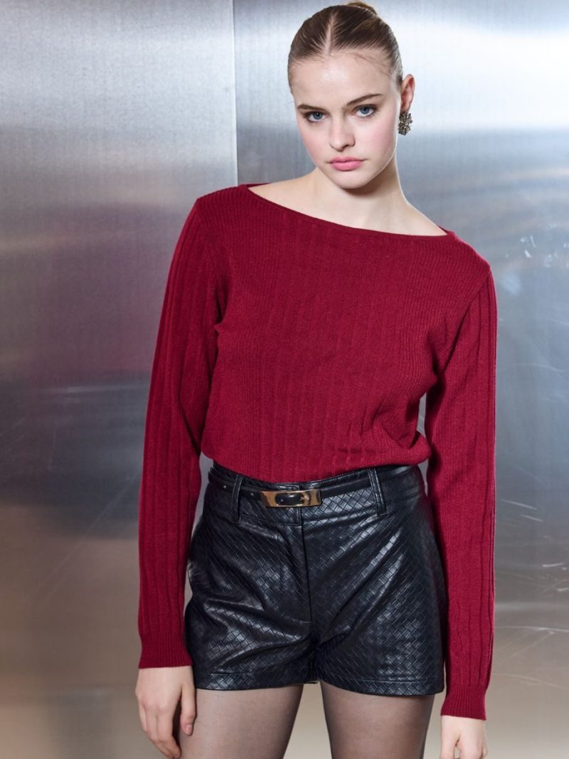 Stefani Knit Top Burgundy | Ciel Concept