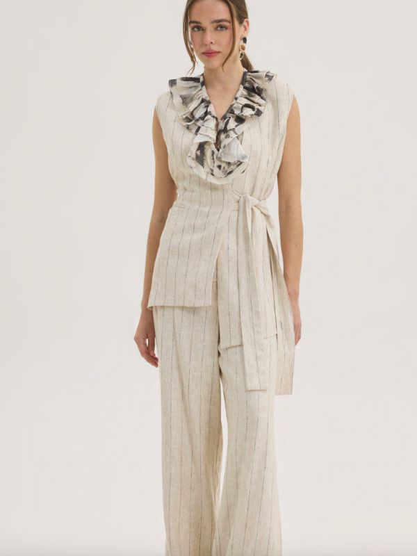 Linen Striped Suit | Ecru | Innocent