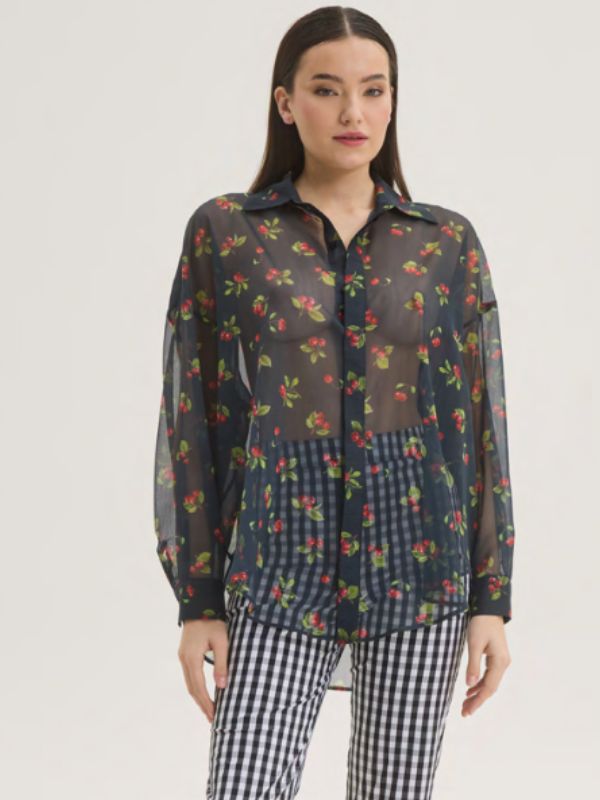 Oversized Shirt | Cherries Black | Innocent