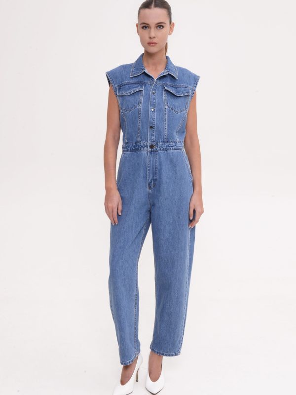 Raven Jumpsuit Mid Blue | Sac & Co Jeans