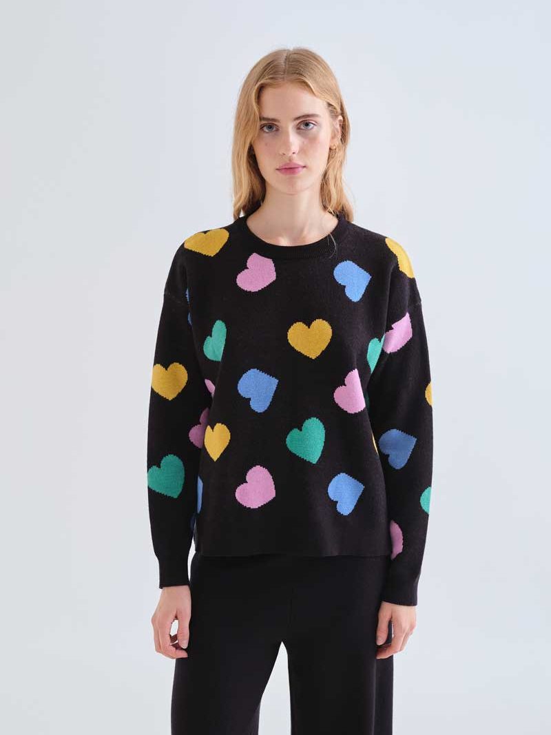 Candy Heart Jacquard Knit Sweater | Compañía Fantástica
