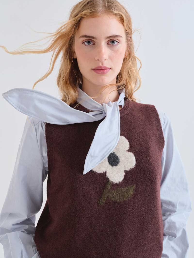 Knitted vest with Big Flower print | Compañía Fantástica