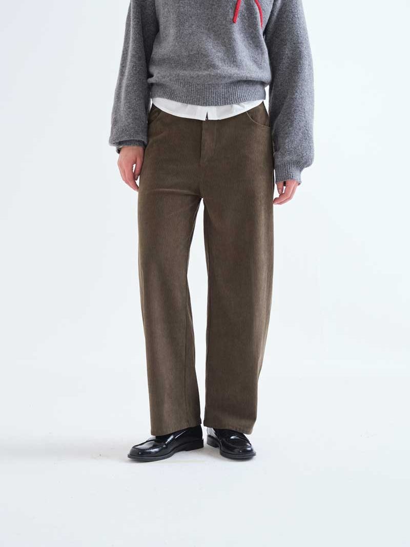 Khaki Green Corduroy Straight-Leg Trousers | Compañía Fantástica