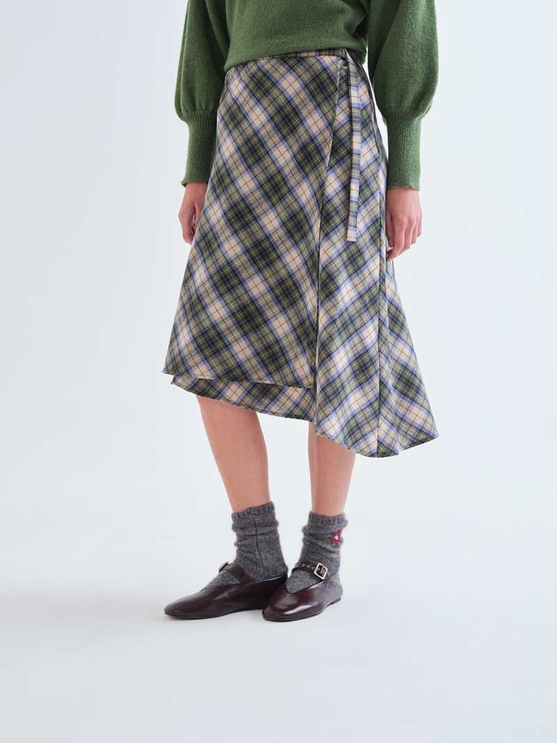 Green plaid midi skirt | Compañía Fantástica