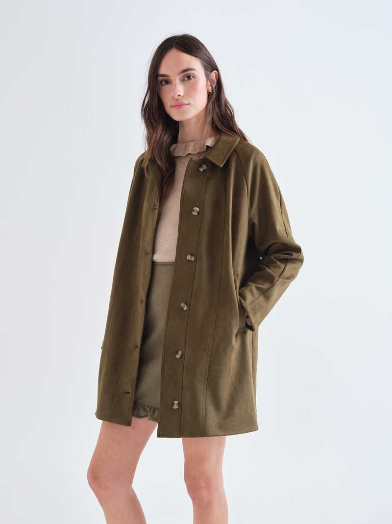 Olive green suede coat | Compañía Fantástica